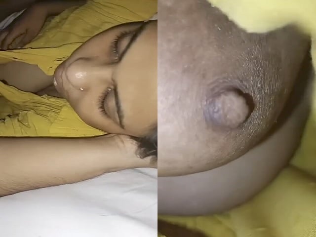 Sleeping sister boob touch by brother and nipple show