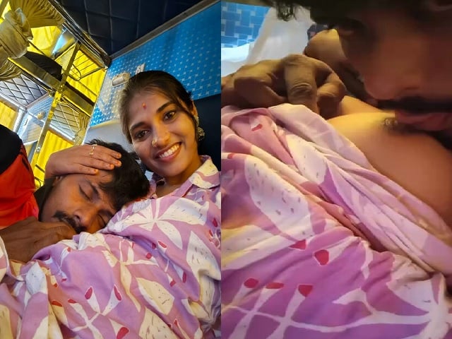 Newly married wife boob sucking by horny husband