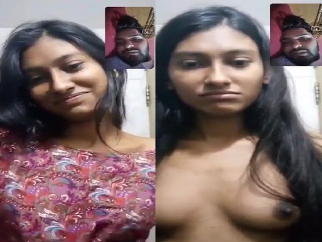 Small boobs college girl topless on a viral video call