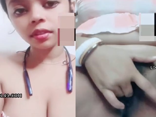 Huge tits Indian girlfriend fingering horny pussy